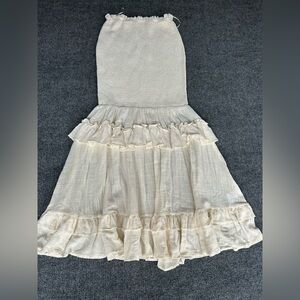 MARBLE Strapless Ruffle Mini Dress in Cream